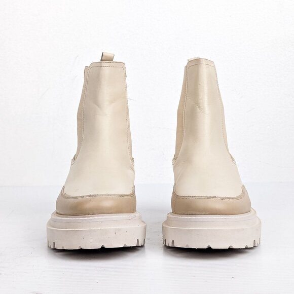Seychelles Women Cream Leather Elastic Panel Chelsea Lug Boot size 7.5 - Picture 2 of 8